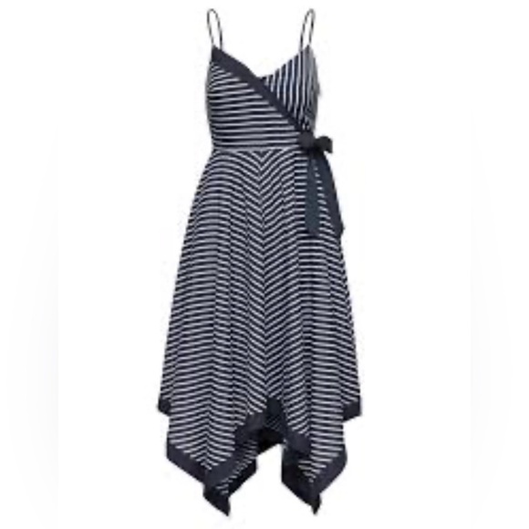 Banana Republic Stripe Strappy Handkerchief-Hem Dress, size 12 - Picture 1 of 7